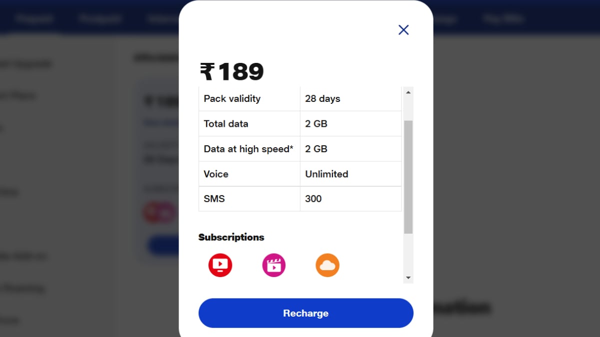 jio plan 189 prepaid value inline 189